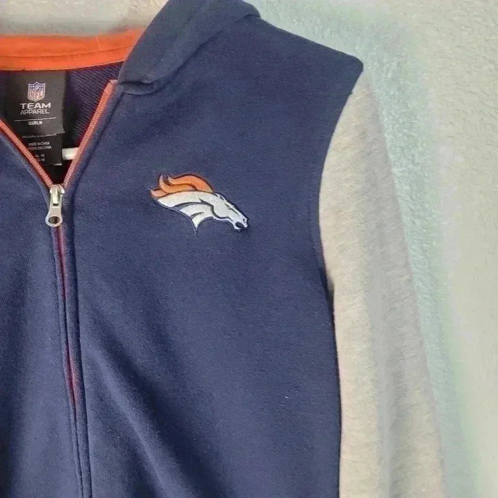 Youth Girls Team Apparel NFL Denver Broncos Full Zip Hoodie Sz XL - Picture 4 of 7